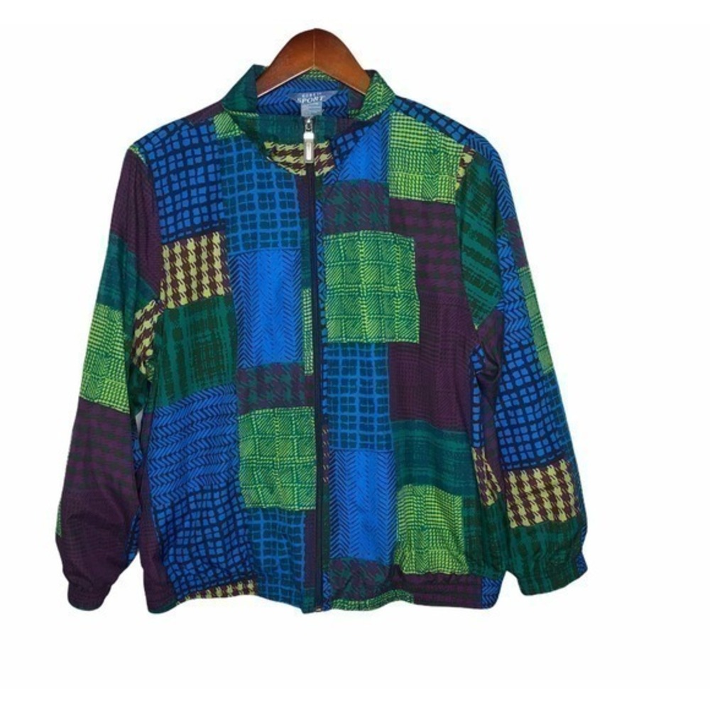 Vintage Koret color block bright zip up jacket